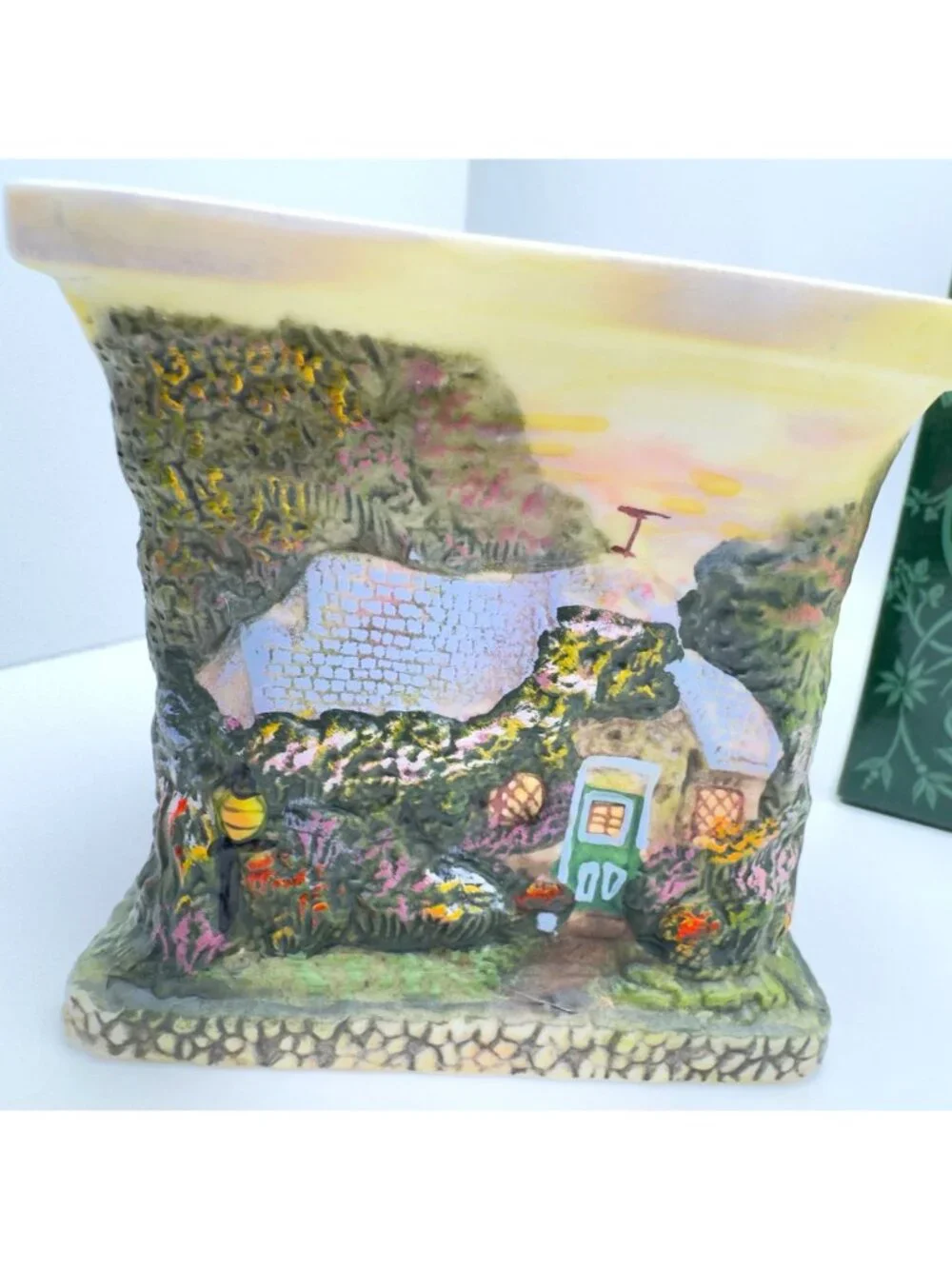Thomas Kinkade Painter Of Light Porcelain Candleholder Cottage Tealight Box Vtg